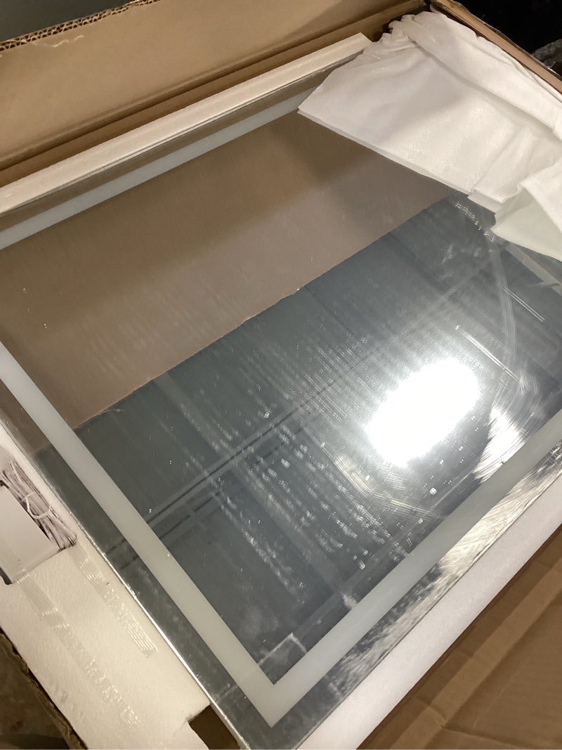 Condition photo showing New/Like New for 32x 22 Inch Large Lighted Vanity Mirror with Dimmable 3 Modes, LED Makeup Mirror for Bathroom ? Dressing Room, Tabletop or Wall-Mounted, White White 22"L x 32"W