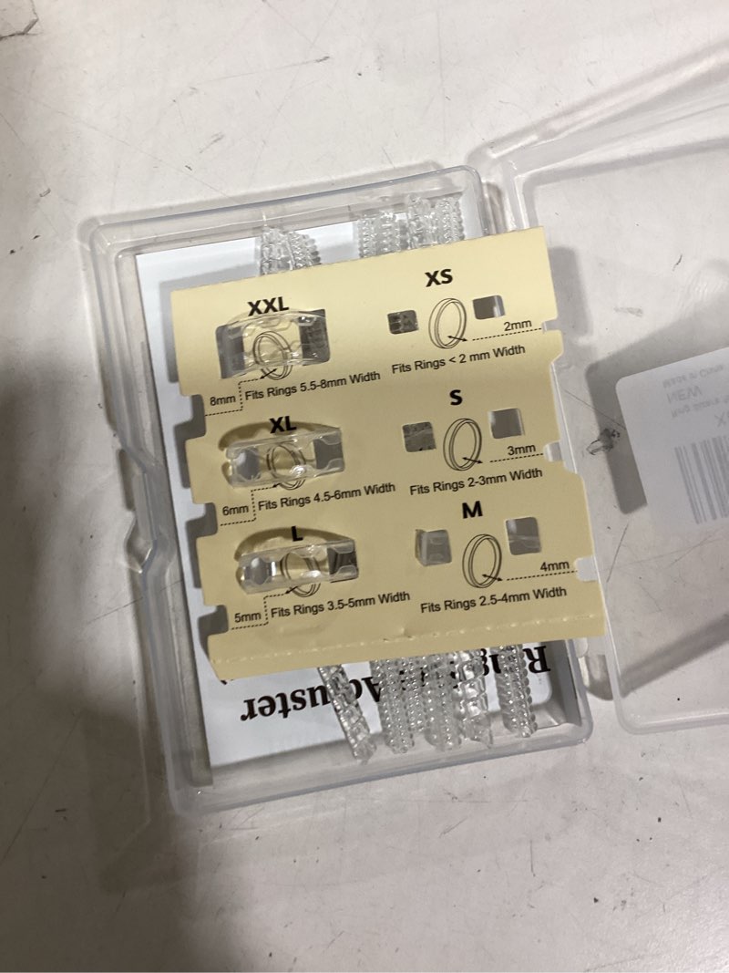 Condition photo showing As Is for ring sizers for loose rings ring guards for loose rings fit any rings, invisible ring size adjuster never sliding off and spinning clear 6 pack