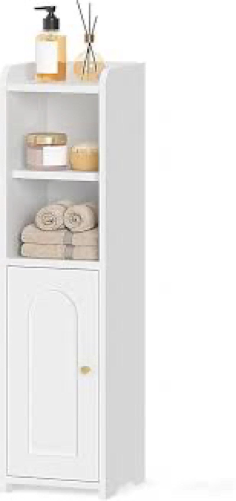 Hzuaneri Bathroom Storage Cabinet, Small Corner Floor Cabinet with Doors and Adjustable Shelf, Narro