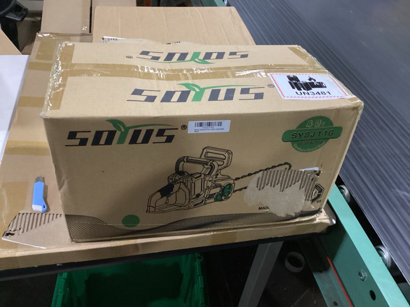 Condition photo showing Good Condition for soyus 40v 16-inch brushless cordless chainsaw with battery and charger, battery operated chainsaw with auto-tension & auto-lubrication for wood cutting & tree trimming, 2x4.0ah batteries included green