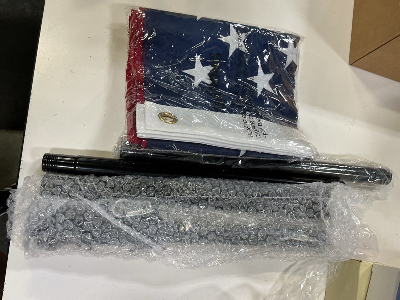 Condition photo showing Good Condition for american flag with pole - includes 5ft heavy duty flag pole holder for outside house,3x5 embroidered us flag and wall mount bracket,tangle free flagpoles kit for porch,garage,outdoor 5ft(with 3x5 flag) black