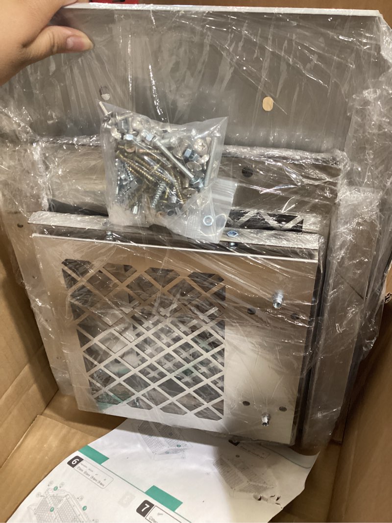 Condition photo showing As Is for stainless steel chimney cap, fireplace chimney flue cover with adjustable metal strips & bolts screws, heavy duty chimney top cap for fireplace & stove flue protection (9" x 13")
