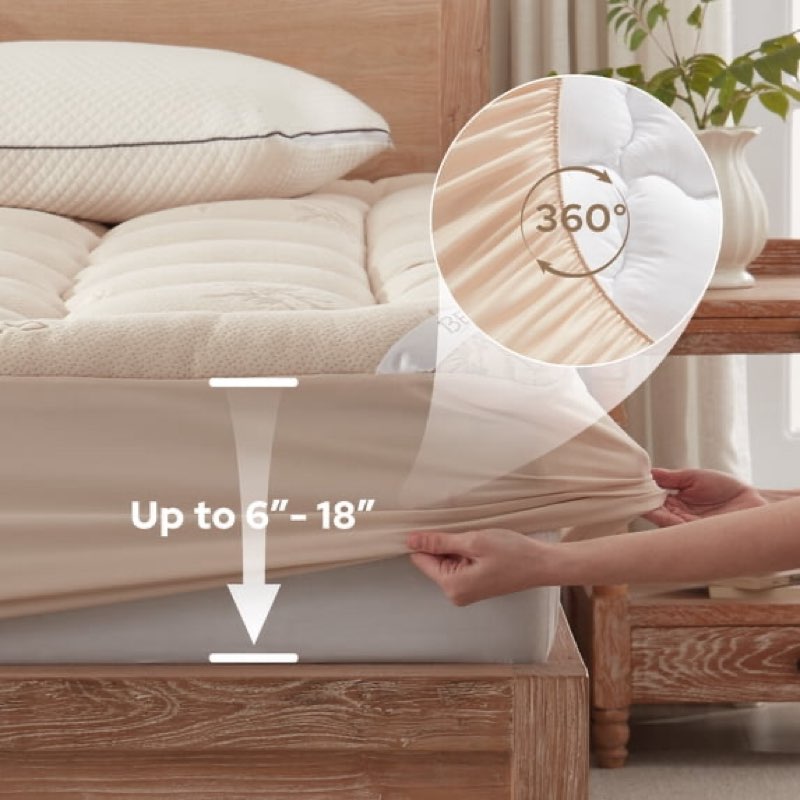 mattress topper, plush mattress cover with 6"-18" deep pocket