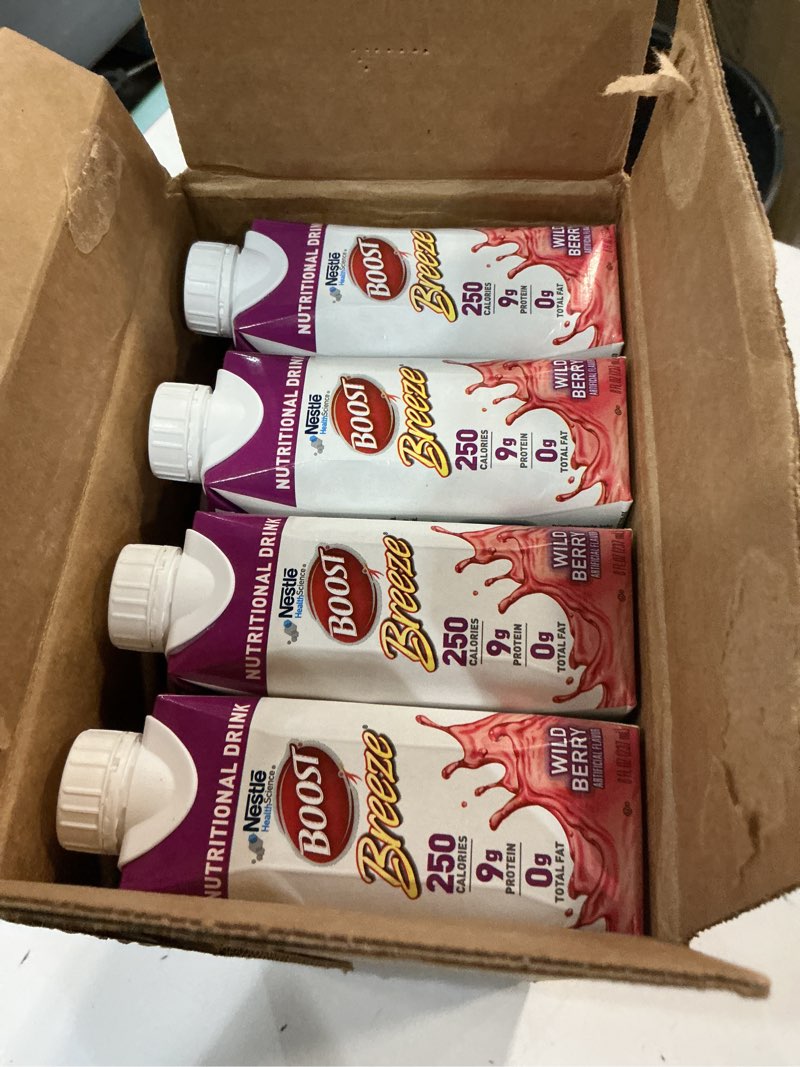 Condition photo showing New/Like New for (USE BY :25/03/2026) Boost Breeze Nutritional Drink Wildberry, 8 Fl Oz (Pack of 24)
