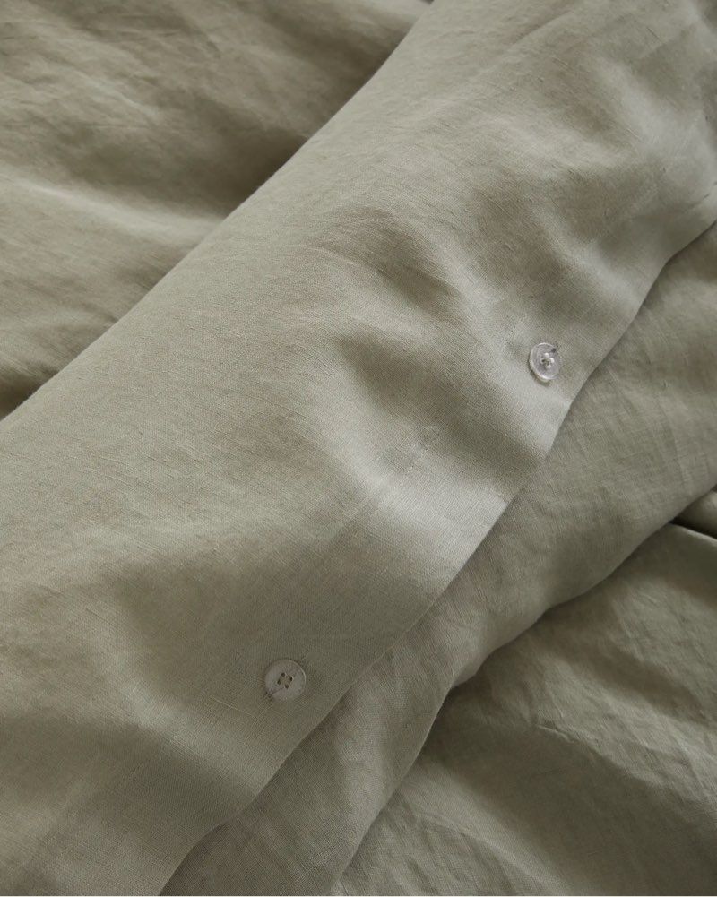 quince european linen duvet cover set color willowleaf size king