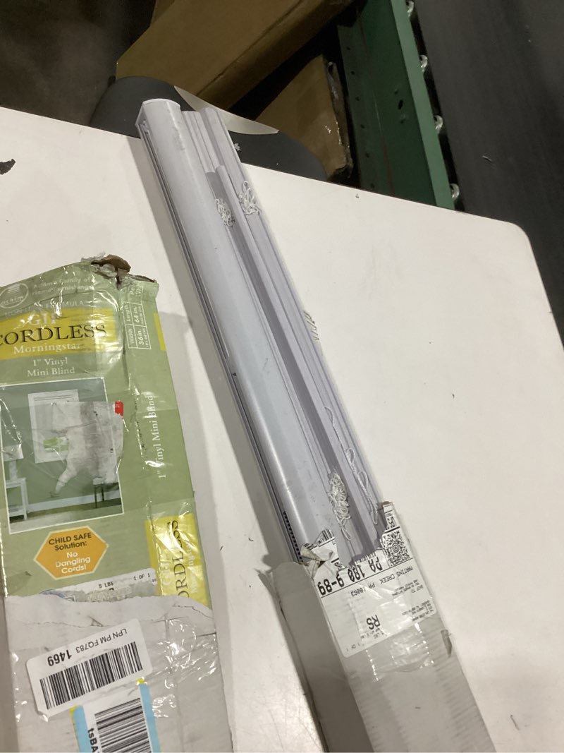 Cordless Light Filtering Mini Blind - 36 Inch Width, 64 Inch Length, 1" Slat Size - Pearl White - Co