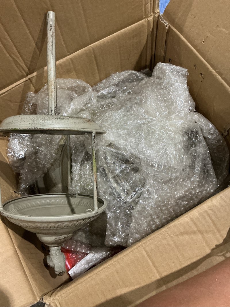 Condition photo showing As Is for 44.5" h outdoor metal bird bath combo, metal bird bath bowl and bird feeder 2 in 1 garden yard decoration retro-d
