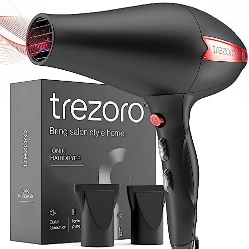 professional 2200w ionic salon hair dryer - professional blow dryer - lightweight travel hairdryer for normal & curly hair includes volume styling nozzle