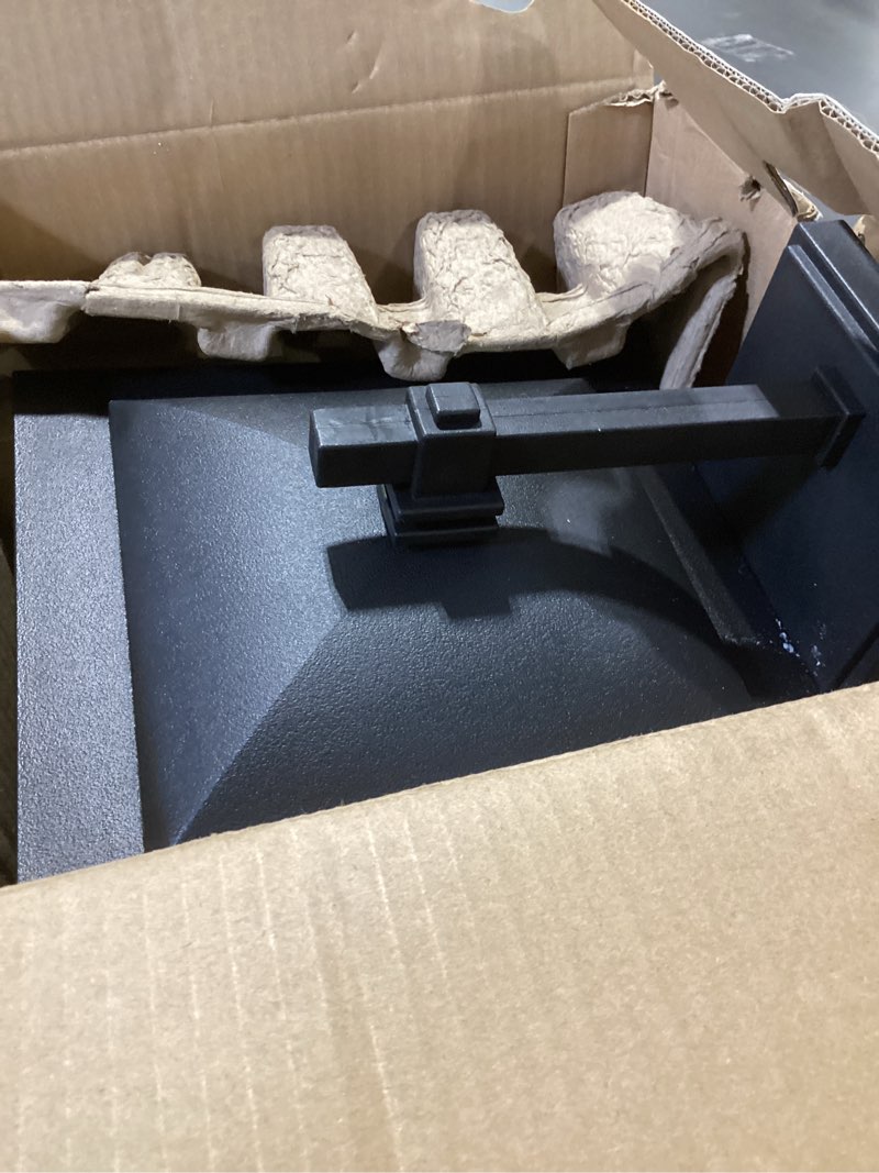 Condition photo showing As Is for Quoizel Canyon 12.75-in H Matte Black Outdoor Wall Light