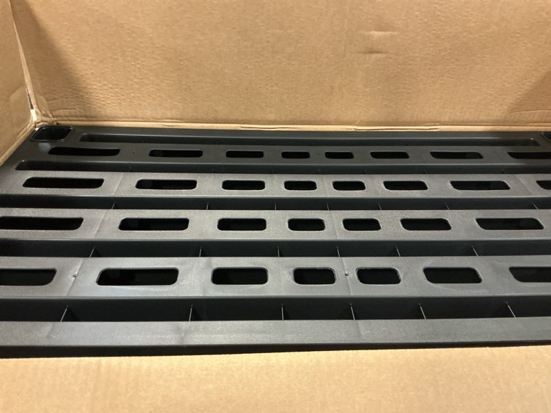 Condition photo showing Good Condition for IRIS USA 4-Shelf Light Duty Plastic Storage Shelves, 200lb Capacity, 48" H x 24" W x 12" D, Medium Modular Shelving Unit Storage Organizer for Bathroom, Laundry, Garage & Home, Storage Rack - Black 4-Tier