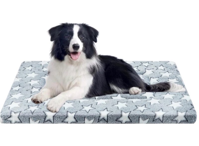 Funecho Dog Crate Pad for Dog or Cat Bed with Memory Foam Short Plush Soft Fluffy Pet Kennel Machine
