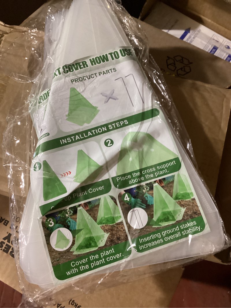 Condition photo showing New/Like New for 30 packs 12"x 8" garden cloches for plants,plant protectors from animals,plant cages for outdoor plants,plant covers from animals,chicken wire cloche with stakes for protect plants,seedling,vegetables 30pcs white