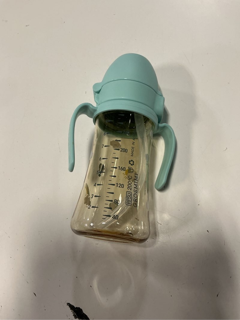 Condition photo showing Good Condition for grosmimi baby straw cup, spill-proof ppsu sippy cup with flip-top, rotating handles for babies & toddlers 12+ months, bite-resistant silicone straw, bpa-free, stage 2, 10oz (air balloon)