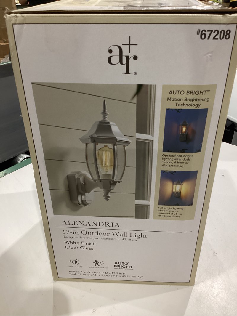 secure home alexandria 18.5-in h white medium base (e-26) outdoor wall light