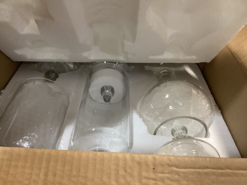 Condition photo showing New/Like New for mimorou 6 sets glass apothecary jars with lids and scoops 3 styles clear candy jars for candy buffets candy display containers bath salt container cookie crafts bathroom kitchen storage (simple) 6 novel