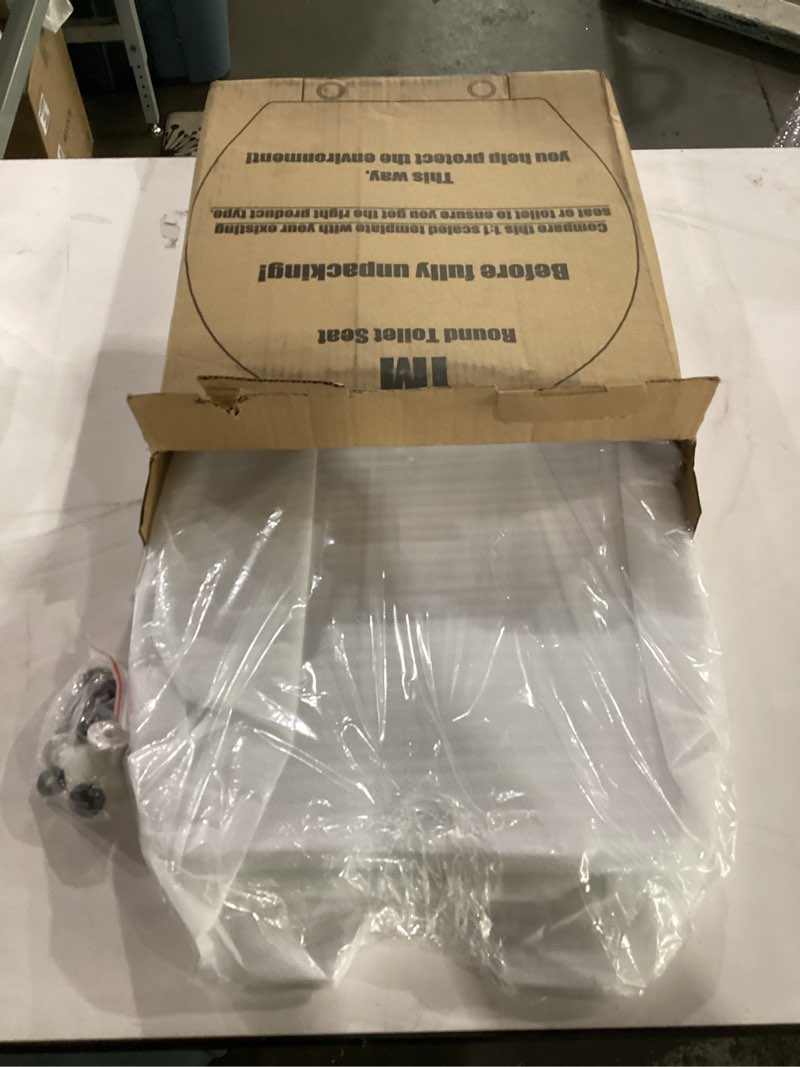 Condition photo showing As Is for 1m family toilet seat, patented slow close & quick releasing technology, anti-wiggling, easy to install and clean, standard round with toddler seat built in (1 piece)