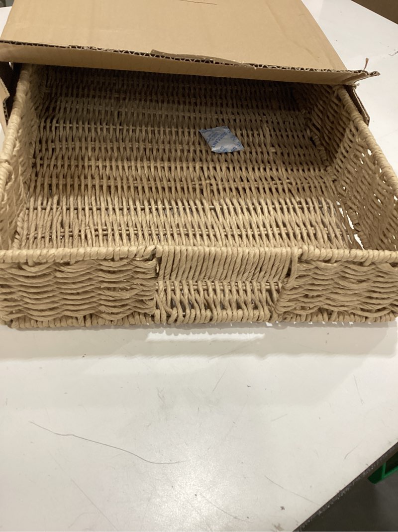 Condition photo showing Good Condition for summit living large rattan tray with leather handles – handwoven & durable rectangular decorative wicker tray for home decor display, coffee table organizer or serving food, 20 x 12 inches rectangle