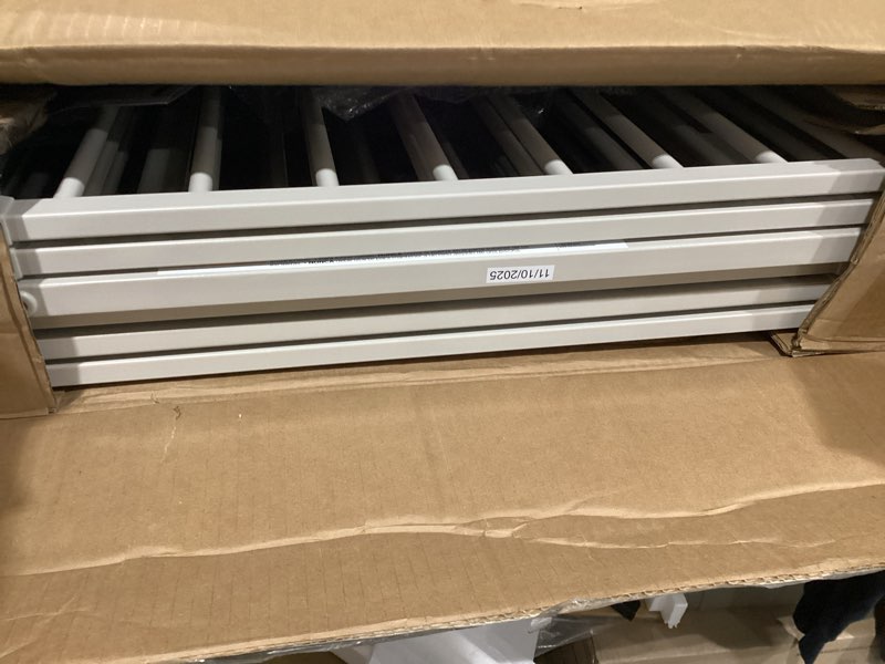 Condition photo showing New/Like New for toddleroo by north states - 3 in 1 metal superyard baby play yard: 6 panel playpen, safety gate, or extra wide baby fence - encloses up to 10 square feet - 30 inches tall - taupe 6-panel taupe