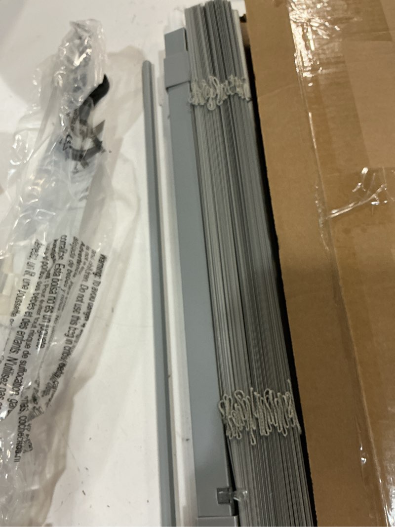 Condition photo showing New/Like New for lazblinds no drill blinds for indoor windows, cordless 1" vinyl mini blinds, privacy s-curve blinds for windows, room darkening horizontal window blinds and shades for home, 22" w x 48" h, grey grey 22" w × 48" h