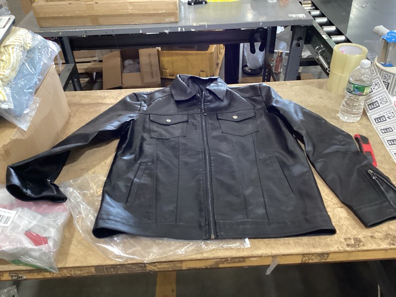 Condition photo showing New/Like New for hood crew mens leather jacket motorcycle biker jackets casual lightweight faux leather outwear black large