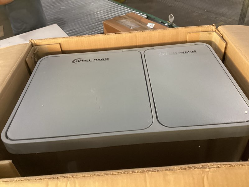 Condition photo showing New/Like New for SIMPLI-Magic 16 Gallon (38L x 22L) Dual Compartment Step Trash Can – Kitchen Garbage Can with Waste & Recycling Bins – Slow-Close Lid, Odor Control, Hands-Free, Inner Bases, Brushed Stainless Steel 38L x 22L Capacity