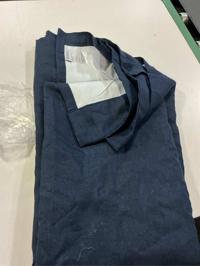 Condition photo showing Good Condition for quince european linen room darkening curtain color navy size 48in x 84in  1 panel