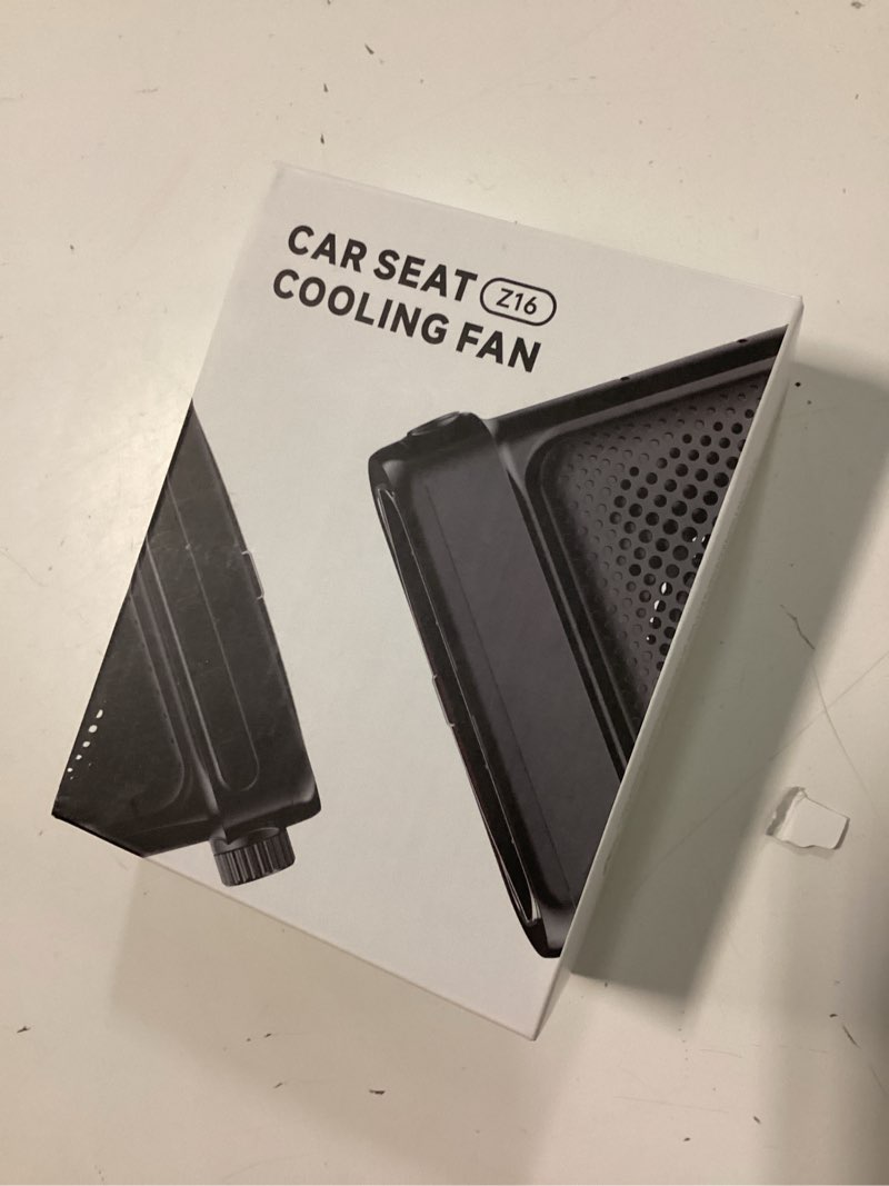 Condition photo showing New/Like New for car seat fan with seatback cooling airflow for driver & back seat passengers, 3-speed quiet usb backseat fan for baby rear facing, headrest carseat fan for infant, kids & dogs black