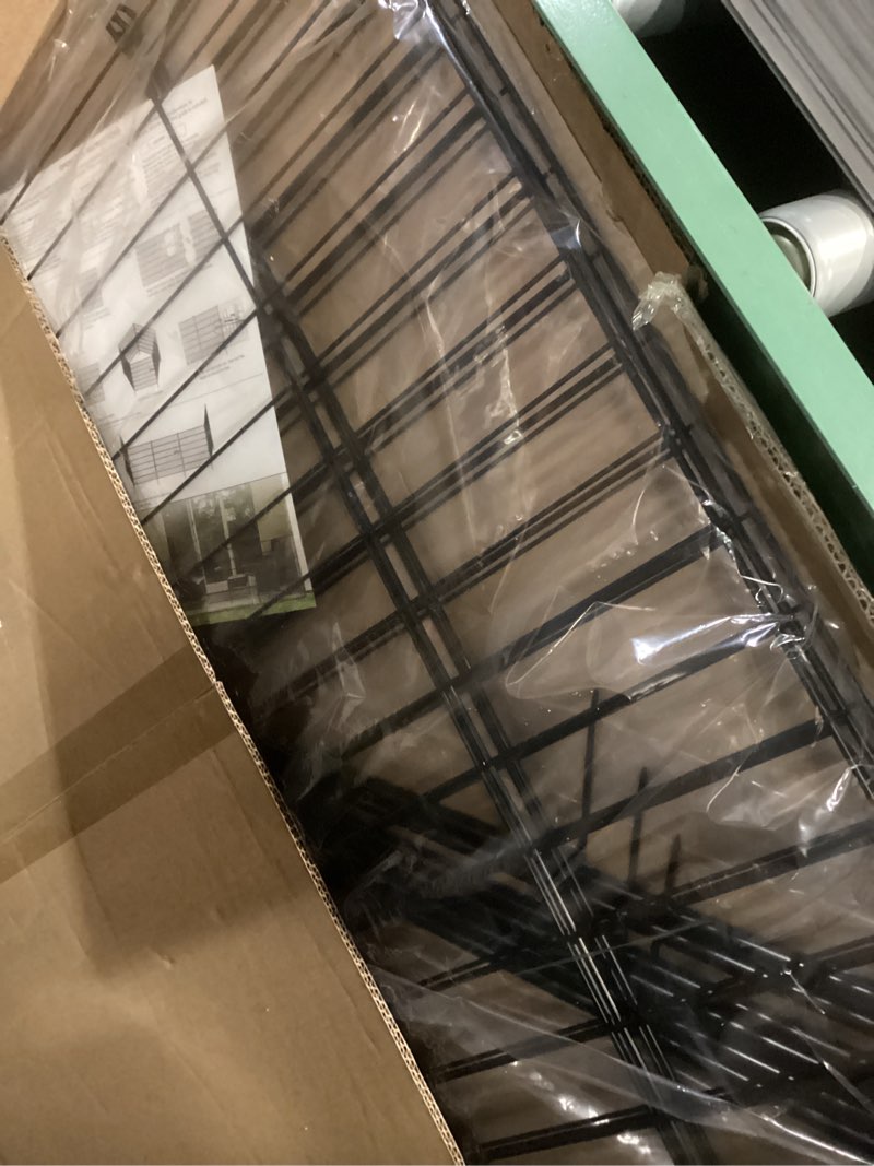 Condition photo showing Good Condition for 5 panels no dig decorative outdoor garden fence with gate for yard, 32 in(h) x 11.8 ft(l) animal barrier fencing rustproof metal wire panel border for dog, rabbits, and patio temporary ground stakes 5 panels- 32 in(h) x11.8 ft(l) with gate