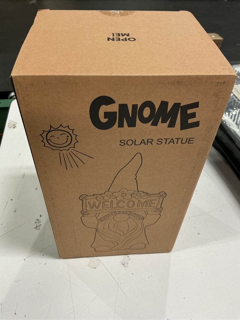 Condition photo showing New/Like New for Nacome Solar Gnome Statue for Garden Decor: Outside Sculpture with Flower Welcome Sign Clearance for Yard Art Lawn Ornaments Porch Patio Balcony - Birthday Gifts for Grandma Mom Women(Green)