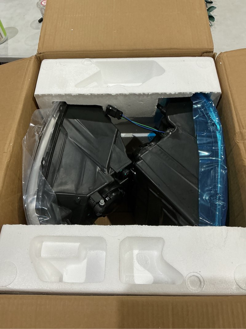 Condition photo showing As Is for headlights for 2009-2018 dodge ram 1500, for 2010-2018 dodge ram 2500 3500 with high/low beam bulbs, driver & passenger side(only fit quad-hole single headlight) a/chrome housing amber reflector clear lens oe replacement