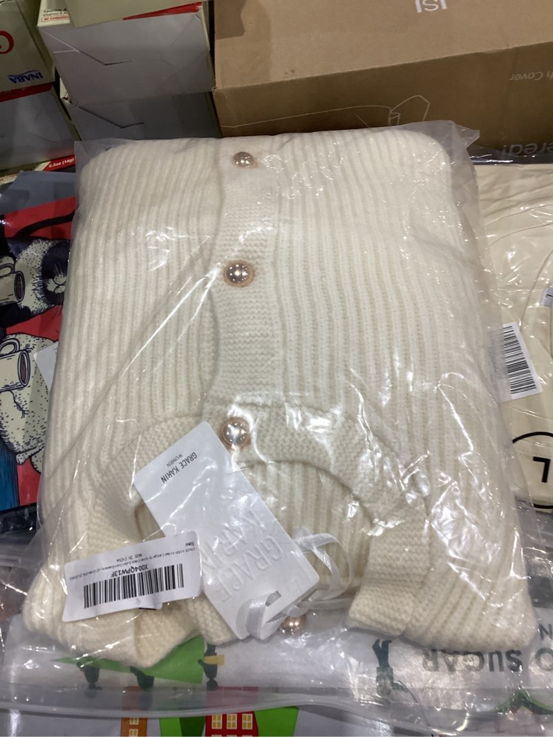 Condition photo showing As Is for GRACE KARIN Knit Cardigan Sweaters for Women Long Sleeve Ribbed Button Up Sweater 2026 Spring Casual Jacket Beige Large