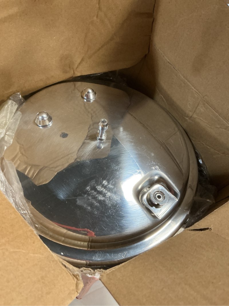 Condition photo showing As Is for small pressure cooker, mini aluminum alloy pressure cooker with magnetic bottom, safety and durable compact pressure canner compatible for induction cookers and gas stoves (4l)