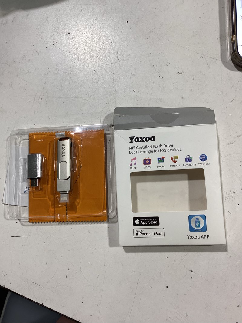 Condition photo showing Good Condition for mfi certified 64gb flash drive for iphone & ipad, high-speed photo stick for external memory storage, backup & transfer files, usb stick for iphone/ipad/ios/android/pc (available space: ~58gb) silver silver 64