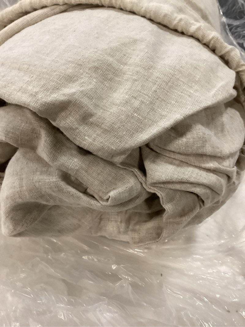 Condition photo showing Good Condition for european linen duvet cover set, king/cal king, natural chambray
