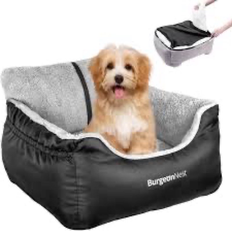 BurgeonNest Dog Car Seat for Small Dogs, Soft Pet Car Travel Home Bed Under 25 lbs, Fully Detachable