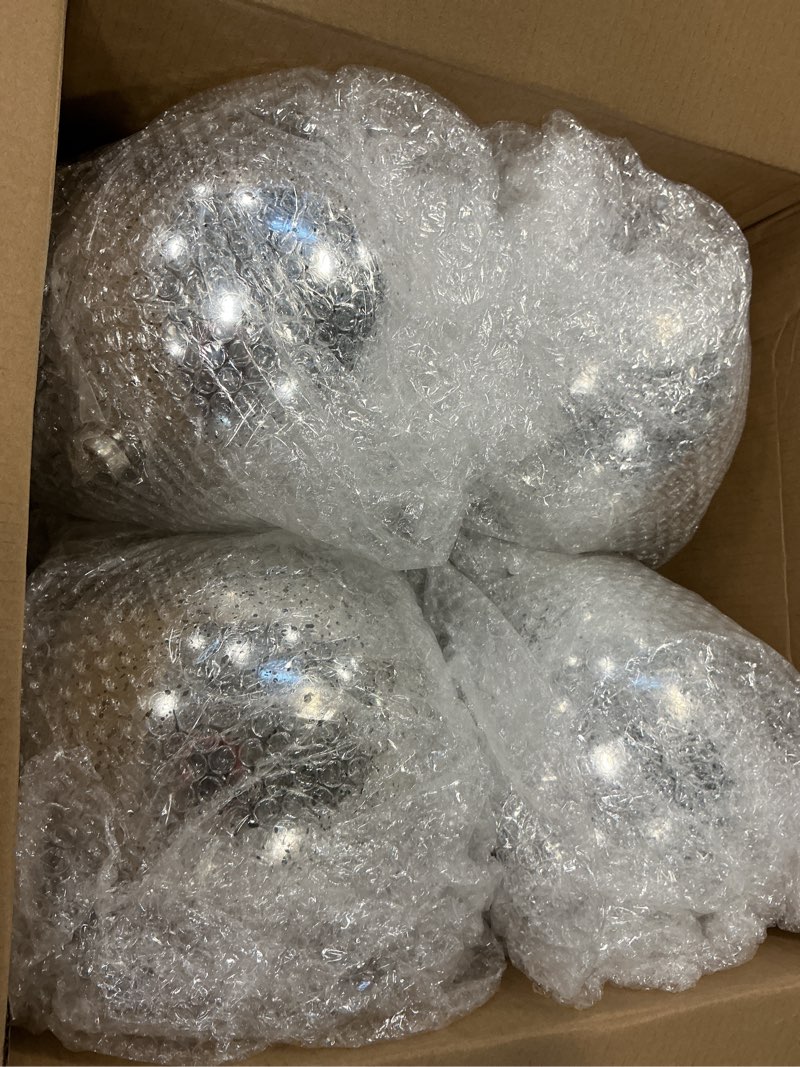 Condition photo showing Good Condition for 4 Pcs Extra Large Retro Mercury Christmas Balls Ornaments 8'' Oversized Giant Hanging Shatterproof Electroplated Ball Christmas Tree Ornaments for Xmas Party Outdoor Decor(Silver)