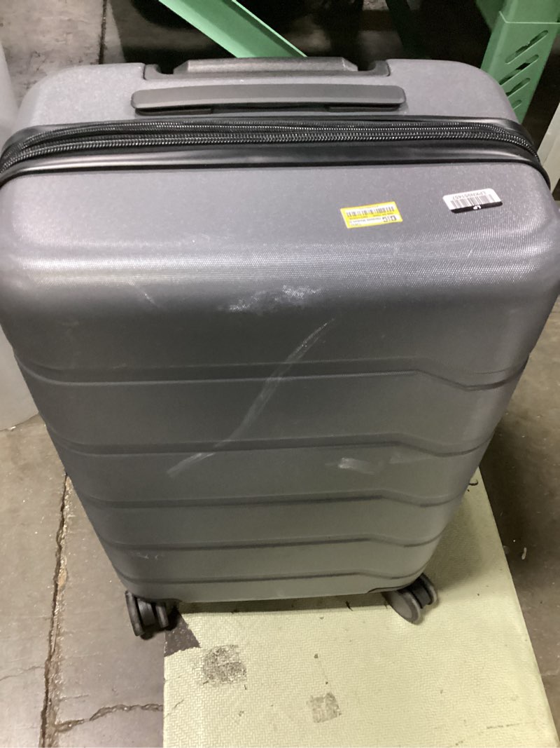 Condition photo showing As Is for carry on spinner wheels suitcase gray - open story medium 