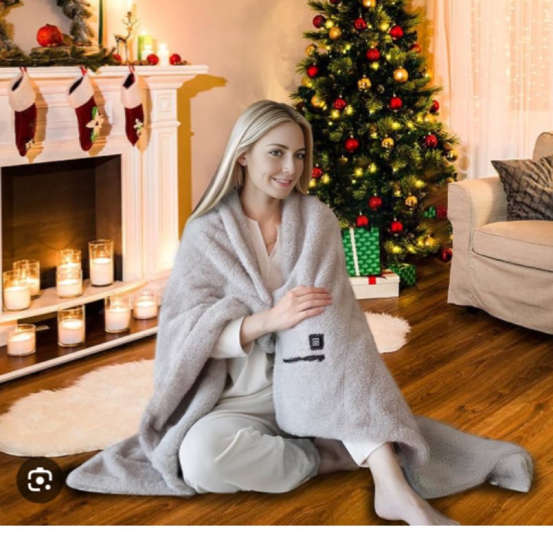 Viki Battery Operated Heated Blanket, 45" x 55" Portable Heated Blanket, Cordless Heated Blanket wit