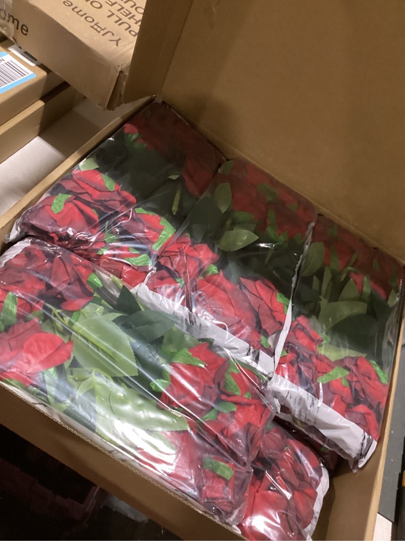 Condition photo showing New/Like New for kisflower 80 pcs burgundy roses artificial flowers bulk, maroon flowers artificial silk roses with stems for decoration diy wedding bouquet bridal shower party home table centerpieces decor (burgundy) burgundy-80