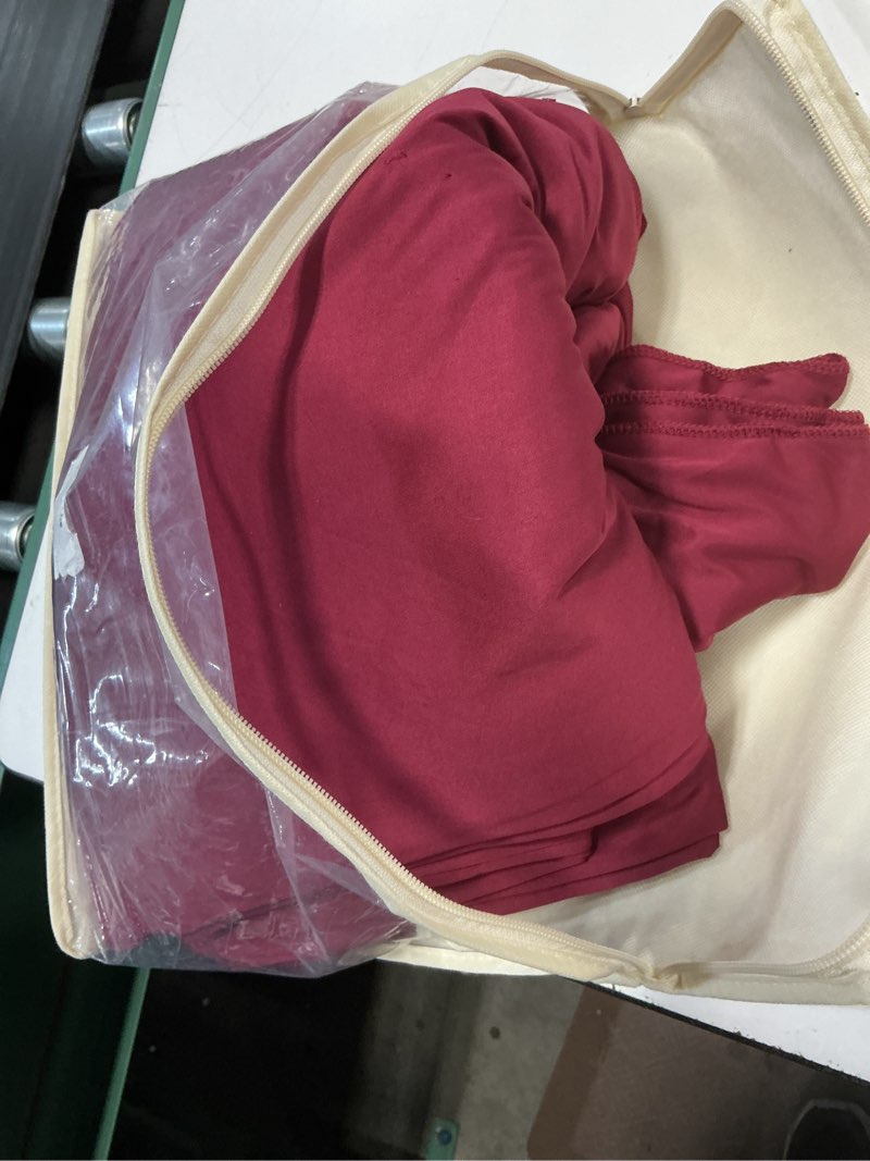 Condition photo showing As Is for long ifr polyester backdrop drapes curtains panels with rod pockets - wedding ceremony party home window decorations - (red)