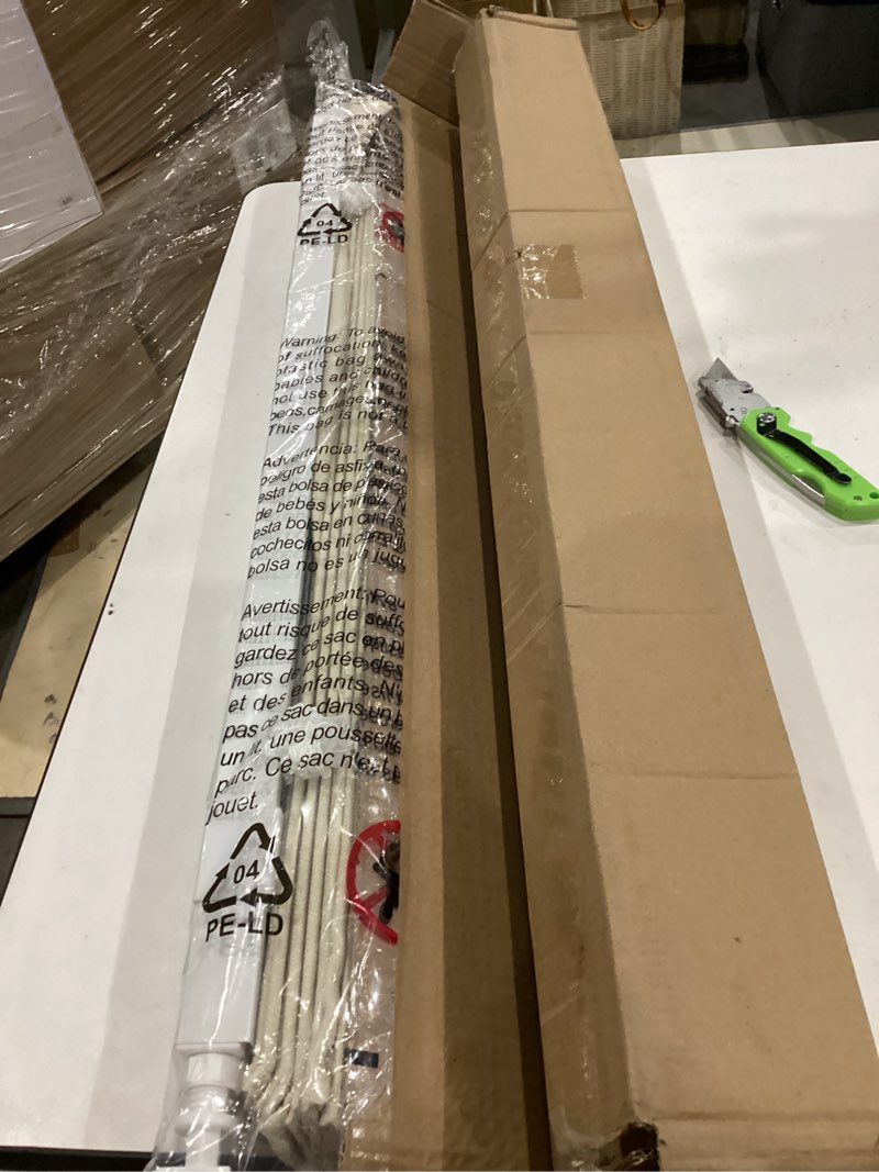 Condition photo showing As Is for lazblinds no drill roman shades for windows, cordless light filtering window shades with uv protection, polyester fabric for bedroom & living room, 31" w x 64" h, cream light filtering - cream 31"w x 64"h