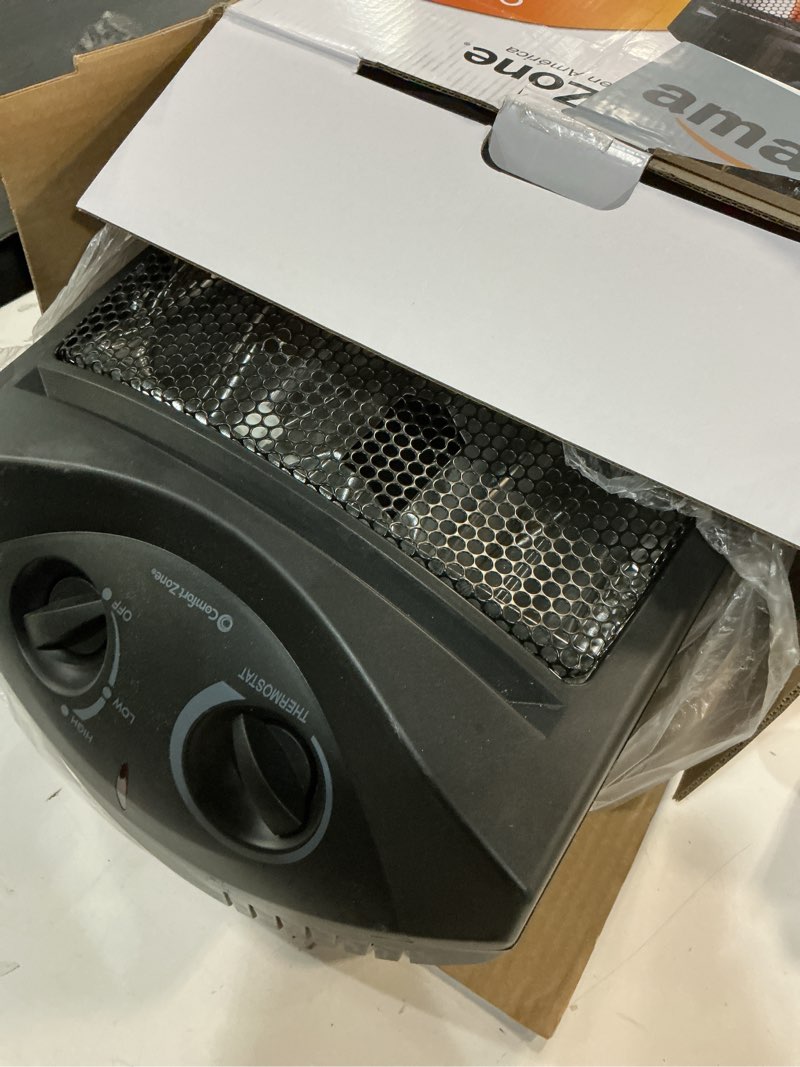 Condition photo showing Good Condition for Comfort Zone Space Heaters for Indoor Use, Portable Electric Heater, Adjustable Thermostat, Infrared Heat, Quartz Tower Space Heater with 2 Heat Settings, Bedroom Heater, Black