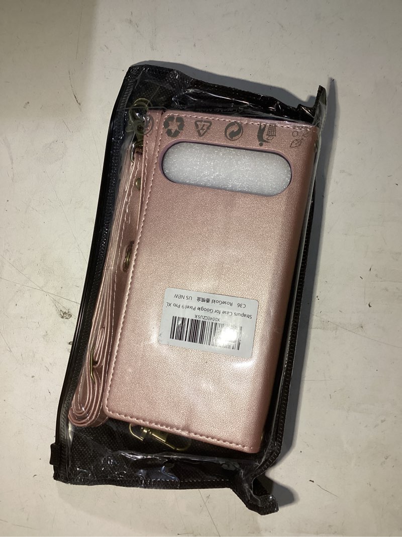 Condition photo showing New/Like New for Crossbody Wallet Case Compatible with Google Pixel 9 Pro XL RFID Blocking 10-Card Holder Soft PU Leather Magnetic Snap Shoulder Strap Zipper Phone Case Fit for Pixel 9 Pro XL - Rose Gold For Google Pixel 9 Pro XL (6.9" DISPLAY) Rose Gold