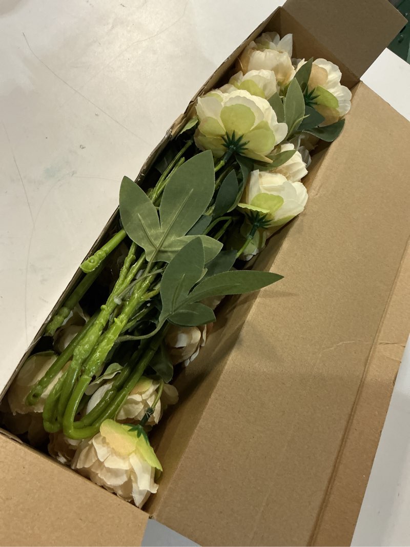 Condition photo showing Good Condition for 6 pack 32" artificial peonies flowers for vase(vase not included)-6 stems faux peony with 42 silk heads, fake long stem flowers for diy bouquets wedding centerpieces home decor(beige)