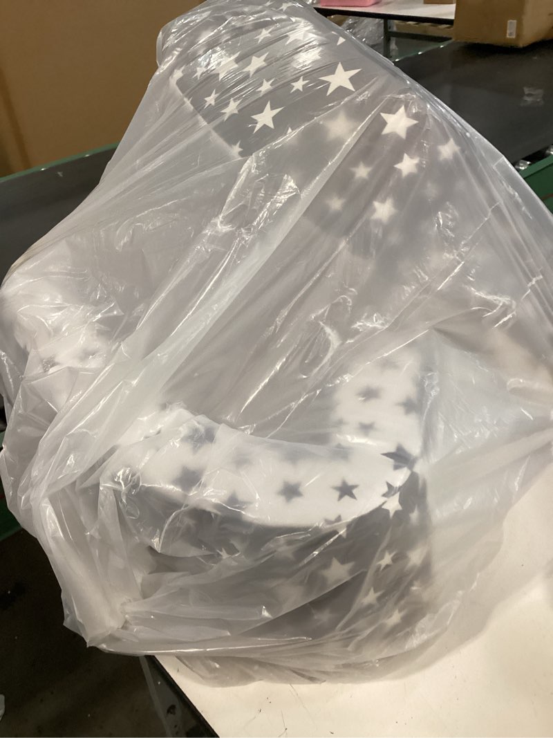 Condition photo showing As Is for Toddler Travel Bed, Portable Toddler Bed & Chair 2-in-1 – Convertible Travel Crib with Storage Pockets, Built-waterproof Oxford Cloth, Easy,Washable Covers,Soft Dutch Velvet (Stars Pattern)