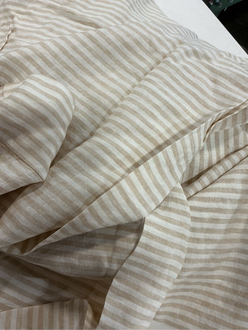 Condition photo showing Good Condition for european linen stripe sheet set, king, natural/white stripe