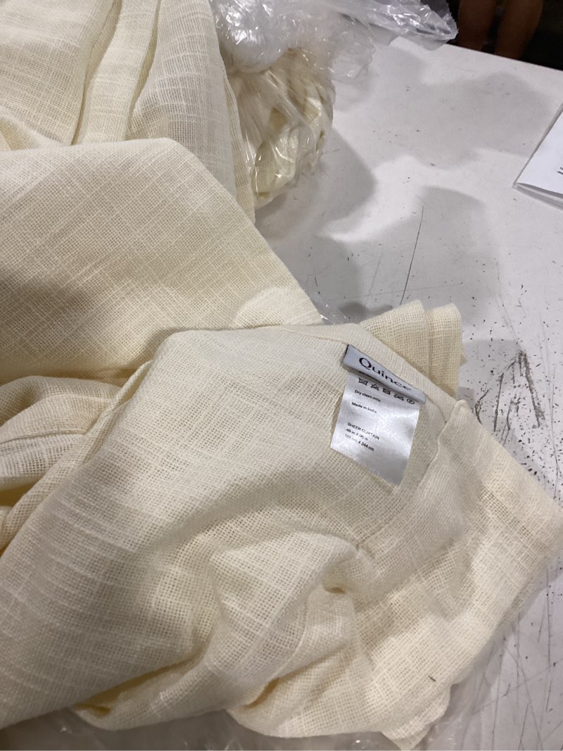 Condition photo showing Good Condition for quince cotton sheer curtain set (set of 2) ivory 48x96