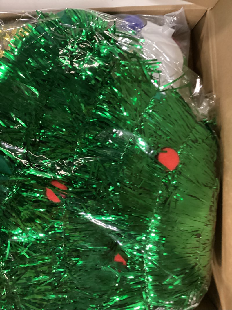 Condition photo showing New/Like New for Berlune 7 Pcs Christmas Tree Costume for Women Dress Hat Headband Bag Glasses Frame Socks and Sequins Christmas Outfits Medium Cute
