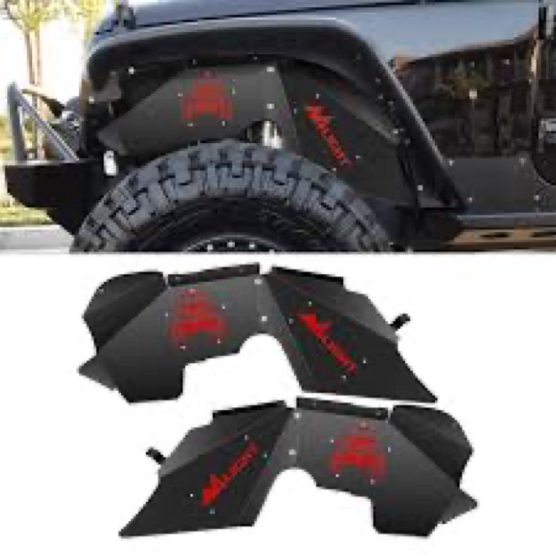 nilight front & rear inner fender liners wheel cover fit for 2007-2018 wrangler jk jku 4wd (4-door/2