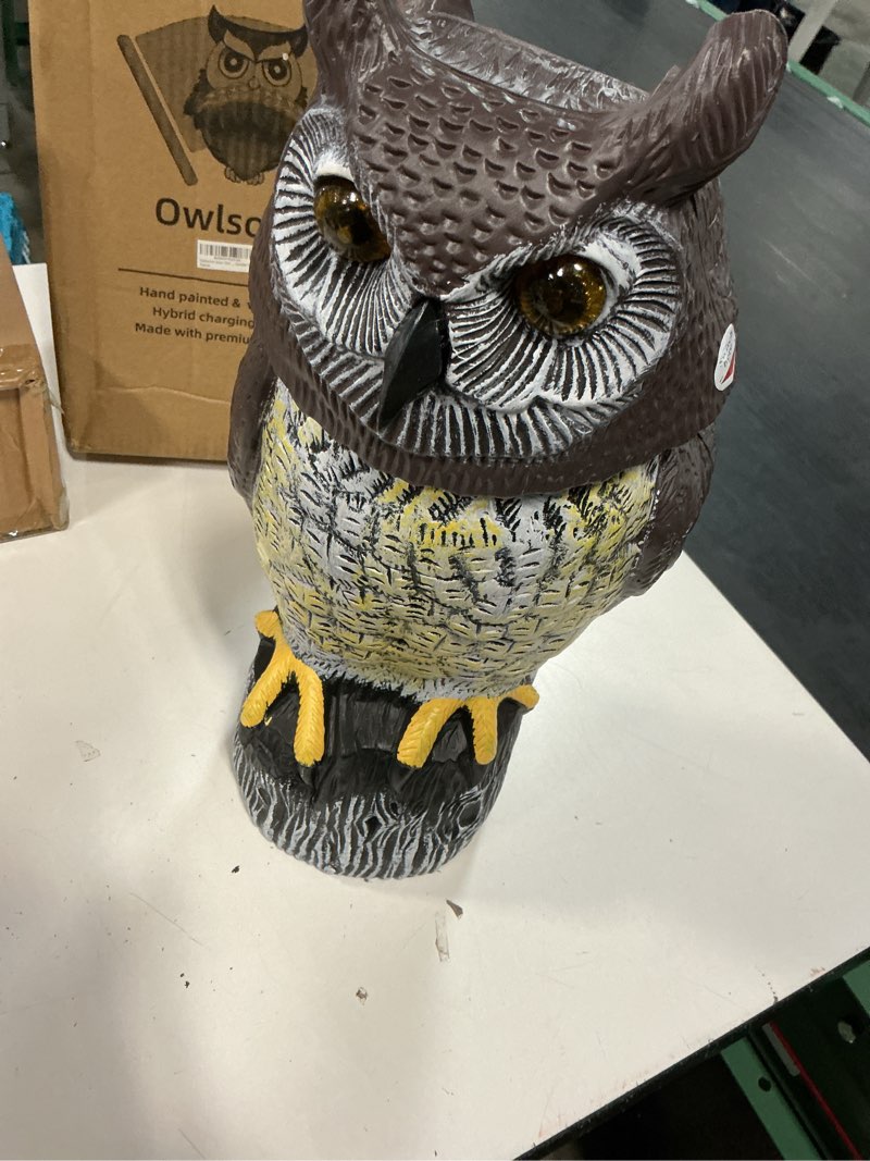 Condition photo showing Good Condition for owlsome solar owl with glowing eyes, rotating head, hoot sound, motion detector and silent mode, plastic owl garden sculpture, garden decoration